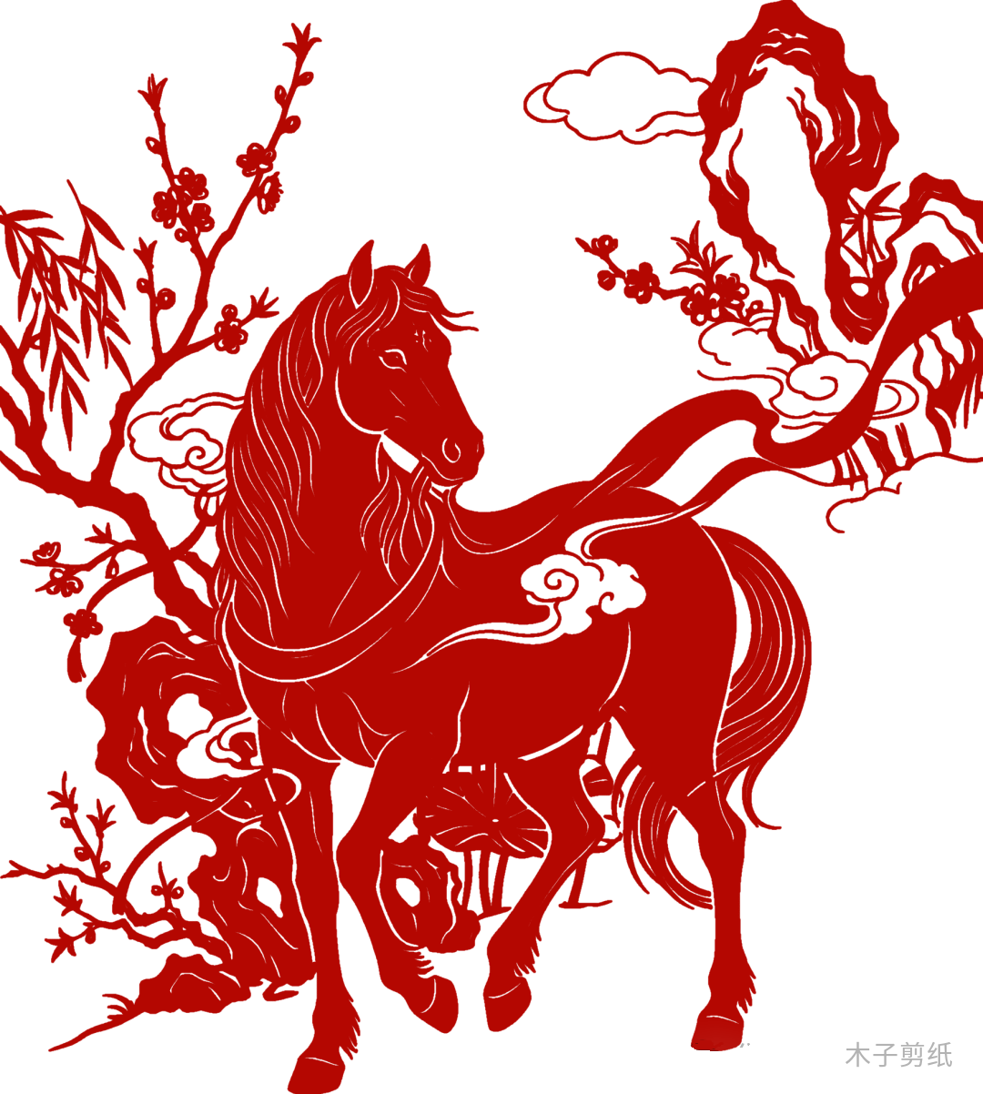 迎世界馬年，賞紅馬剪紙作品
